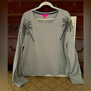 Lilly Pulitzer crewneck sweatshirt with crystal embellished palm trees NWOT XL